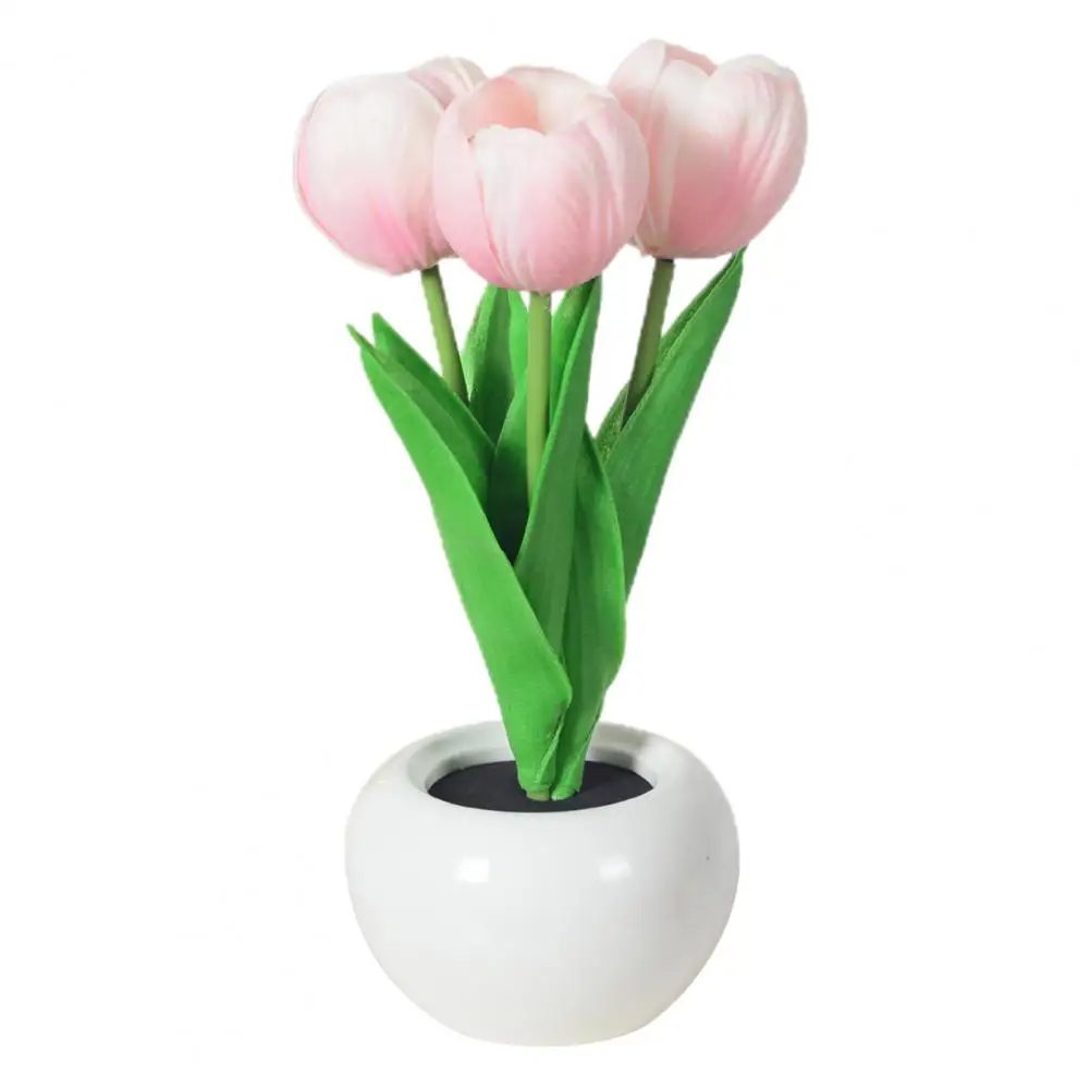 

Tulip LED Lamp Looking Energy-saving High Brightness Faux Leather Flowerpot Potted Plant Atmosphere Night Lamp