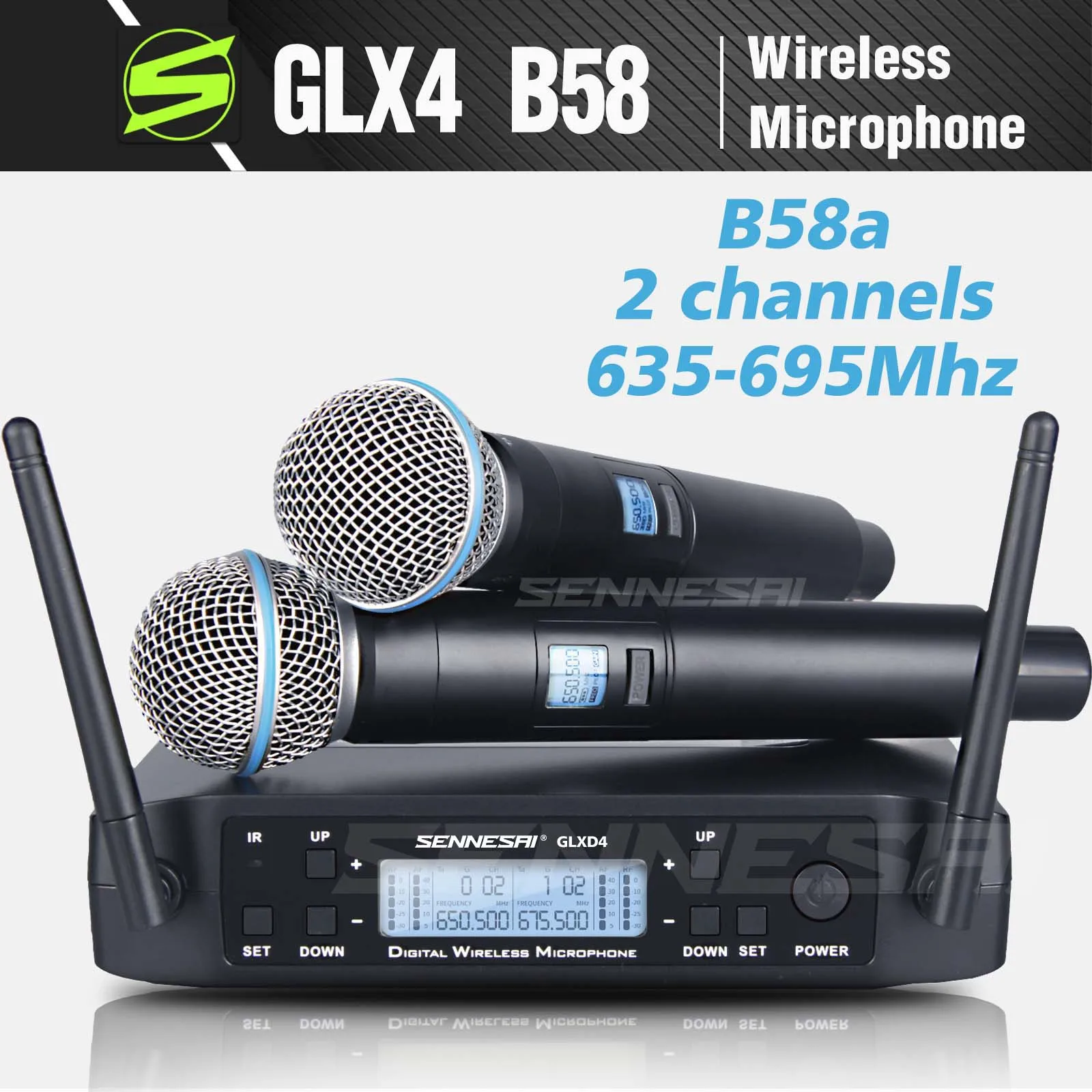 High Quality！ GLXD4 Professional Dual Wireless Microphone 