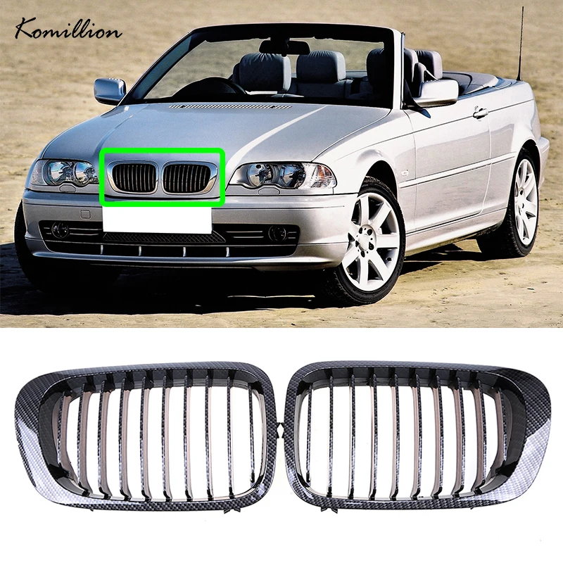 

Передняя решетка радиатора автомобиля из углеродного волокна для BMW 3-Series E46 M3 Coupe Cabrio 1999-2007, Внешние детали, 1 пара
