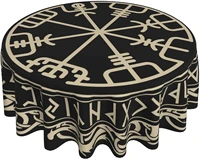 viking nordic celtic symbol round tablecloth desk cloth washable table cover table cloth for kitchen dinning tabletop decor 60in