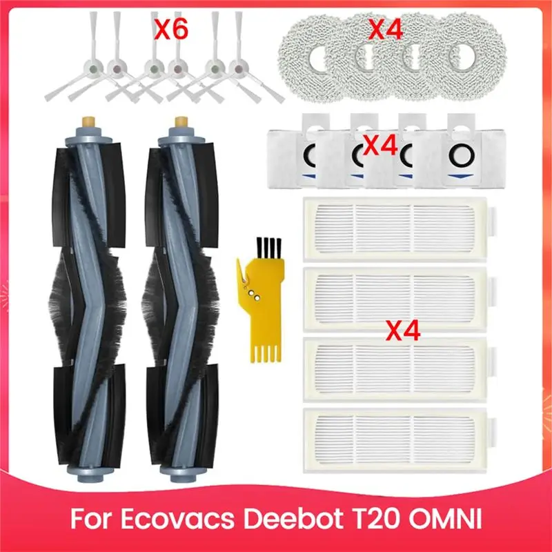 Фото Комплект аксессуаров HOT-Accessories Kit для Forecovacs Deebot T20 OMNI: основные и боковые щетки, HEPA-фильтры, салфетки для уборки, мешки для сбора пыли №1