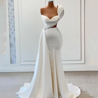 eightree white mermaid prom dresses sexy one shoulder pearls evening cocktail party night prom gowns 2022 plus size saudi arabia