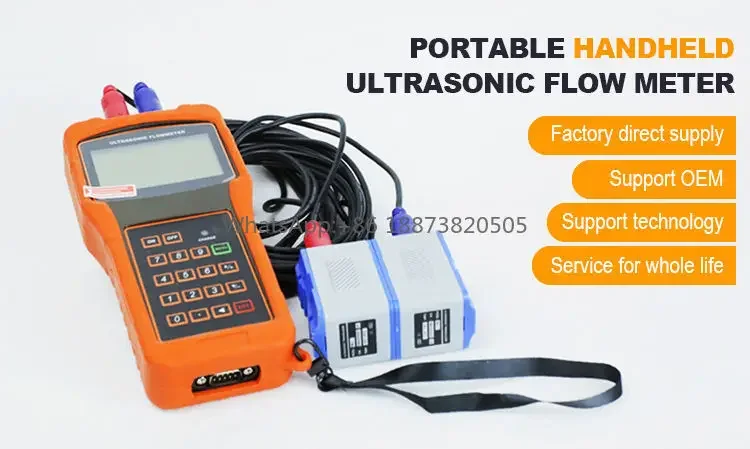 Портативный портативный ультразвуковой расходомер воды Dn15 ~ Dn6000 с регулируемой