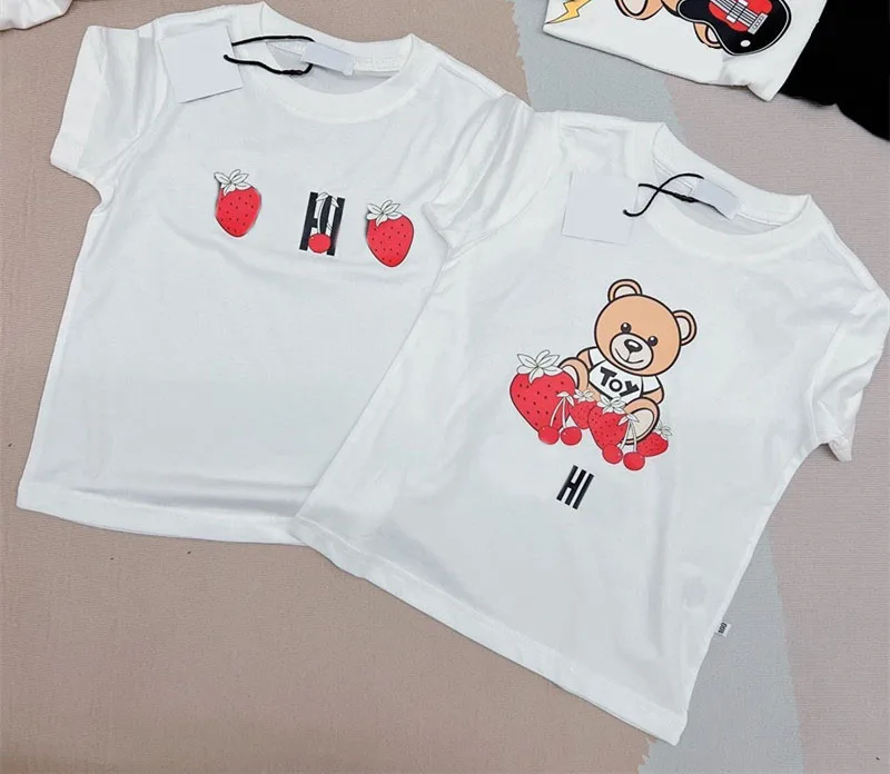 

2022 Kids Boy Girls Cute Strawberry Animal Pattern Printed Cool Shirt Summer Short Shirts Tops Tee Boys T-Shirt