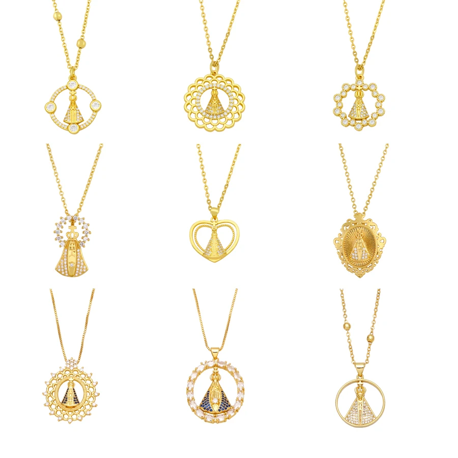 

Женское медное ожерелье-медальон с кристаллами Богородицы и фианита