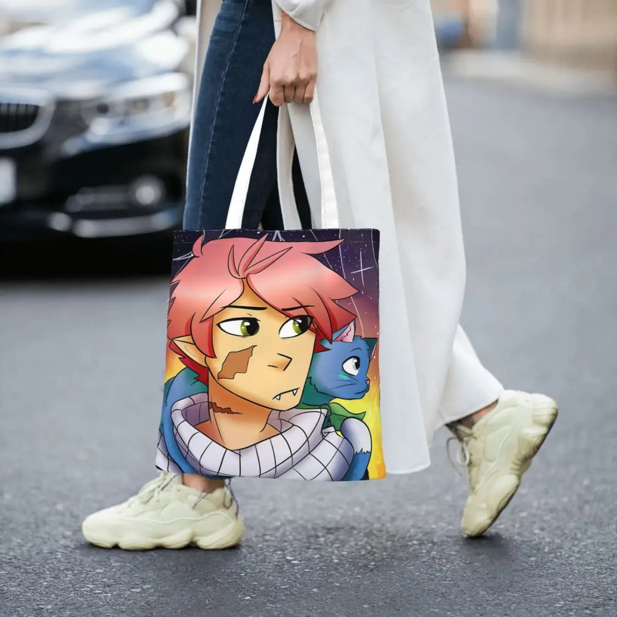 

Natsu And Happy Galaxy Women Canvas Handbag Large Capacity Shopper Bag Tote Bag withSmall Shoulder Bag