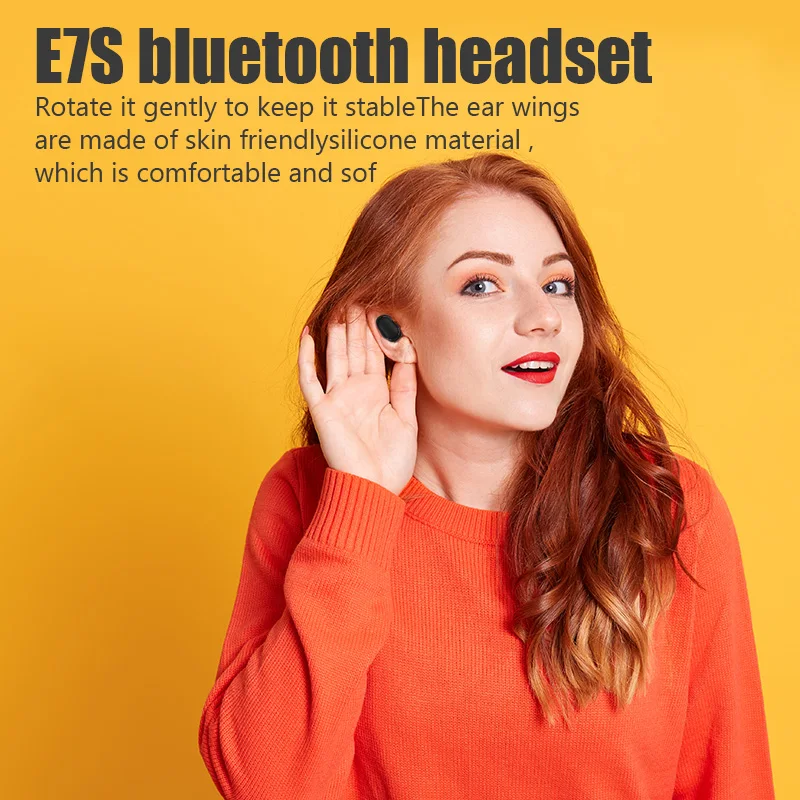 Беспроводные наушники E7S Bluetooth Tws с микрофоном и функцией шумоподавления для спорта для iPhone.