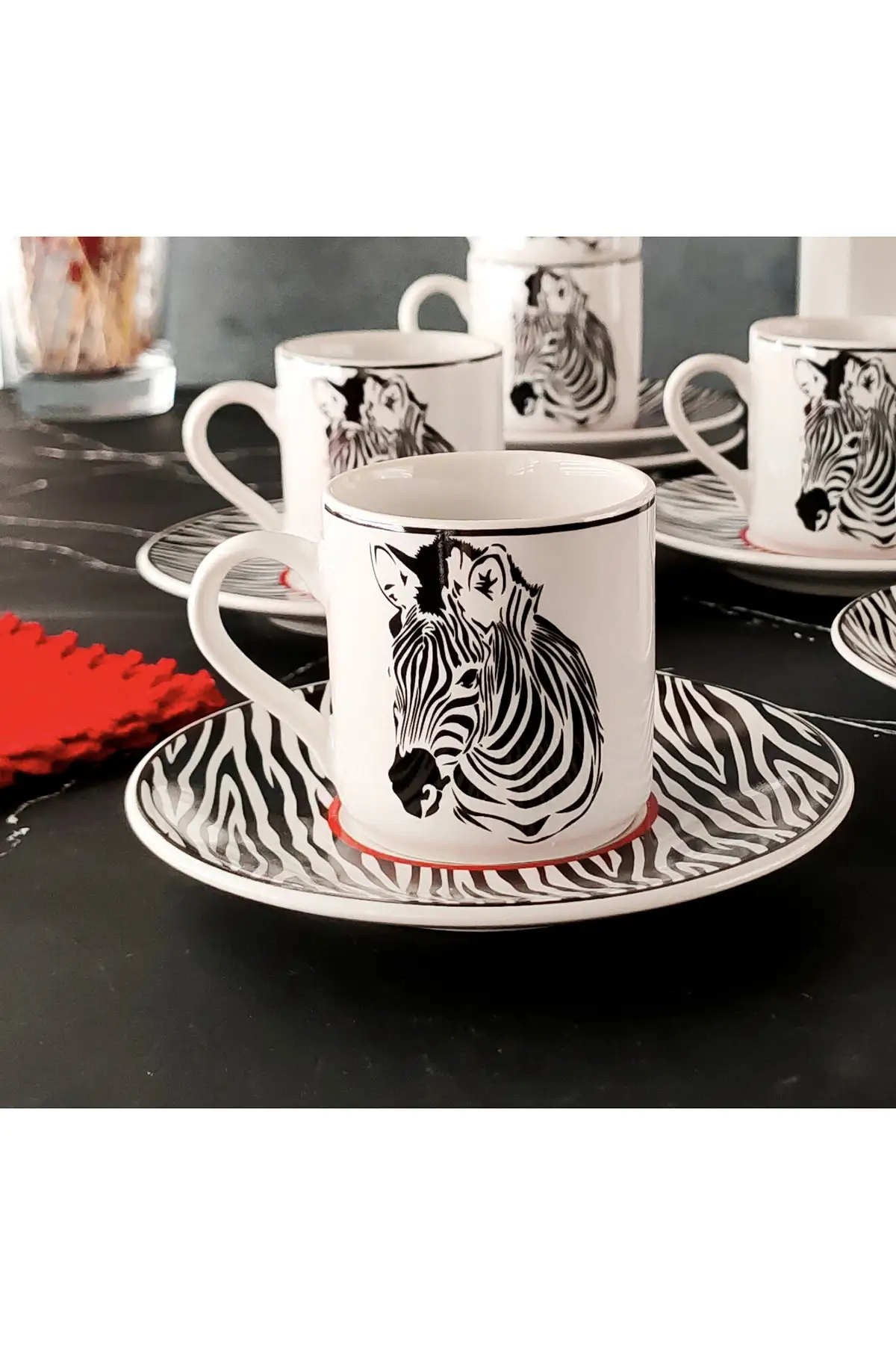 

Amazing Turkish Greek Arabic Coffee & Espresso Cup Set Zebra 12 pieces of coffee cup