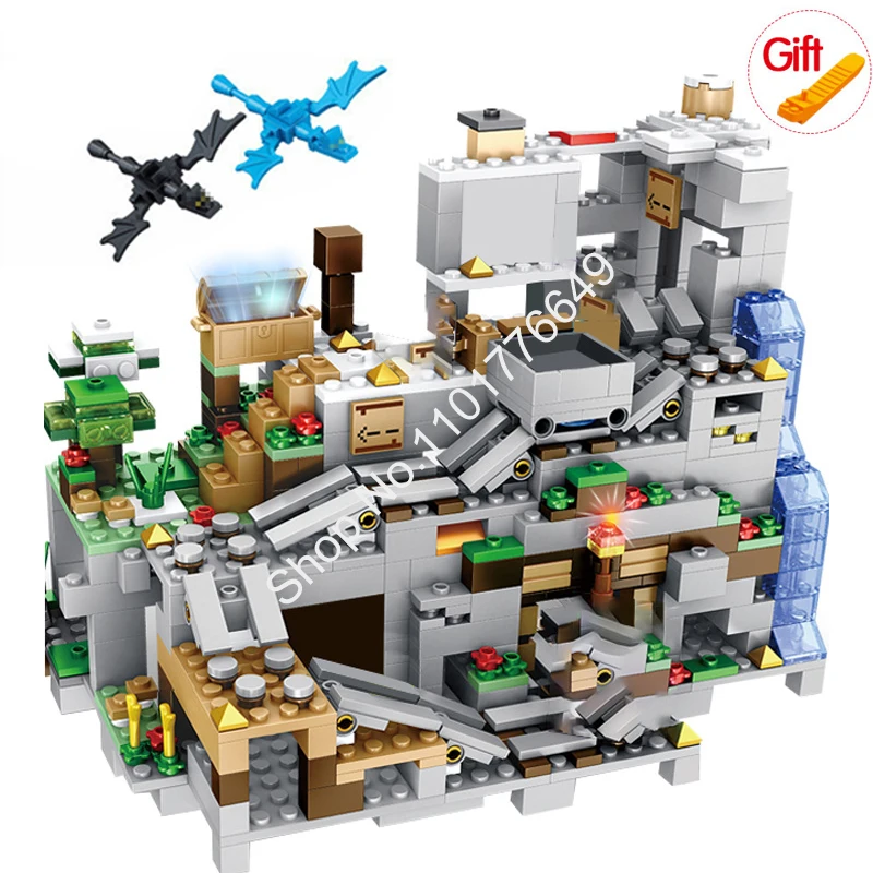 

Minecraftinglys Compatible My World Bricks Creatored Technic Building Blocks Mountain Cave Village Figures Module Brick Toy Gift
