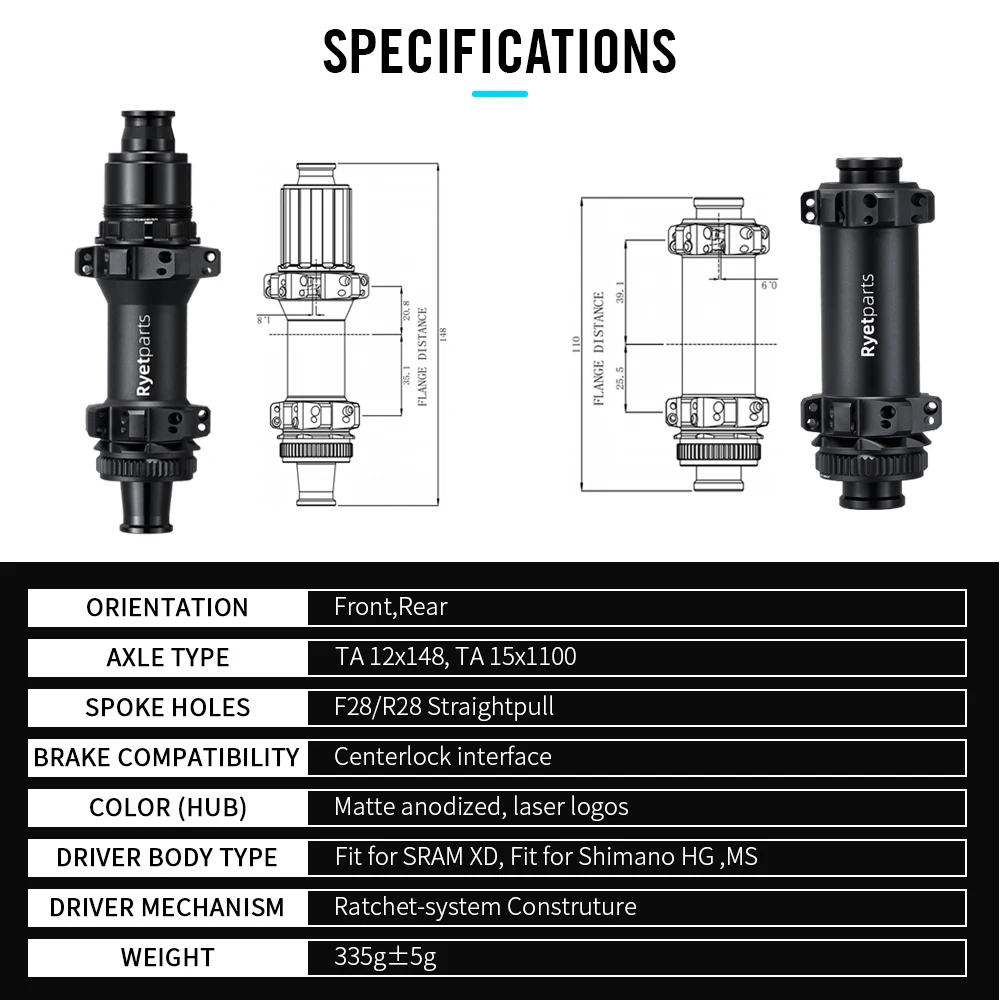 RYET MTB Straightpull BOOST 148 Ступица Сверхлегкая втулка с 28 отверстиями 36T храповым