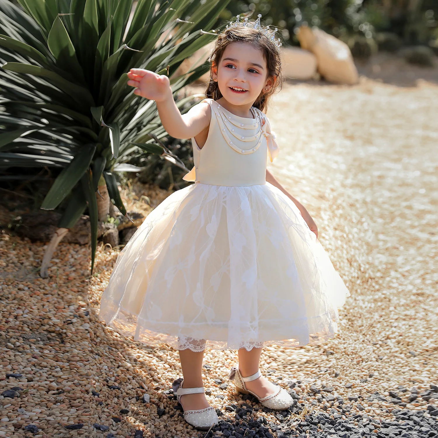 

Dresses For Girls Lace Bow Princess Costume Baby Birthday Wedding Formal Tutu Prom Gown Children Kids Evening Bridesmaid Clothes