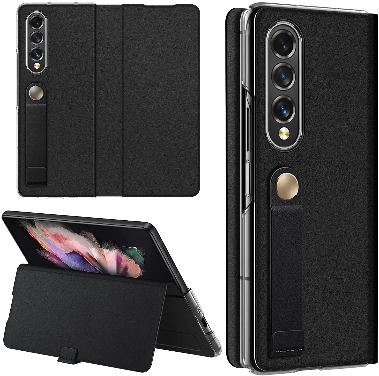 

Ультратонкий чехол с держателем для Samsung Galaxy Z Fold 2 3 5G 2020 2021, кожаный флип-чехол с магнитной застежкой для Galaxy Z Fold 2 3