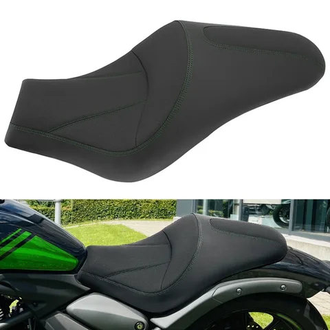 Аксессуары для мотоциклов Kawasaki Vulcan S650 VN650 EN650 2015-2023 кожаные двухуровневые подушки для сидений с зеленым седлом