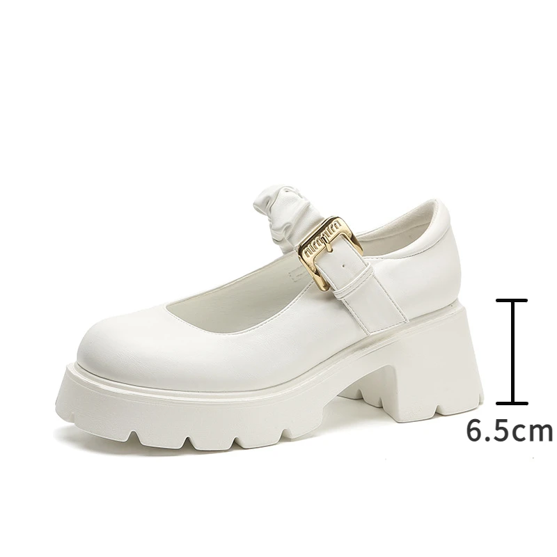 Japanese School Platform Lolita Shoes Vintage Mary Jane Shoes Women Cute Round Toe Thick Bottom Pumps Buckle Strap Leather Shoe