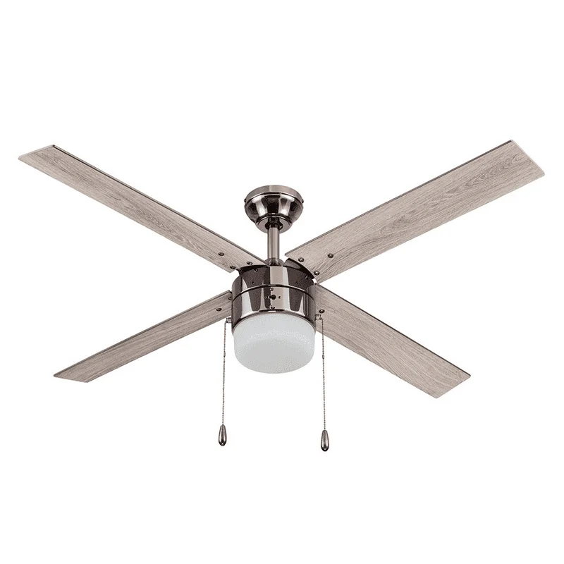 

52" Gun Metal Ceiling Fan with 4 Blades, Light Kit, Pull Chains & Reverse Airflow