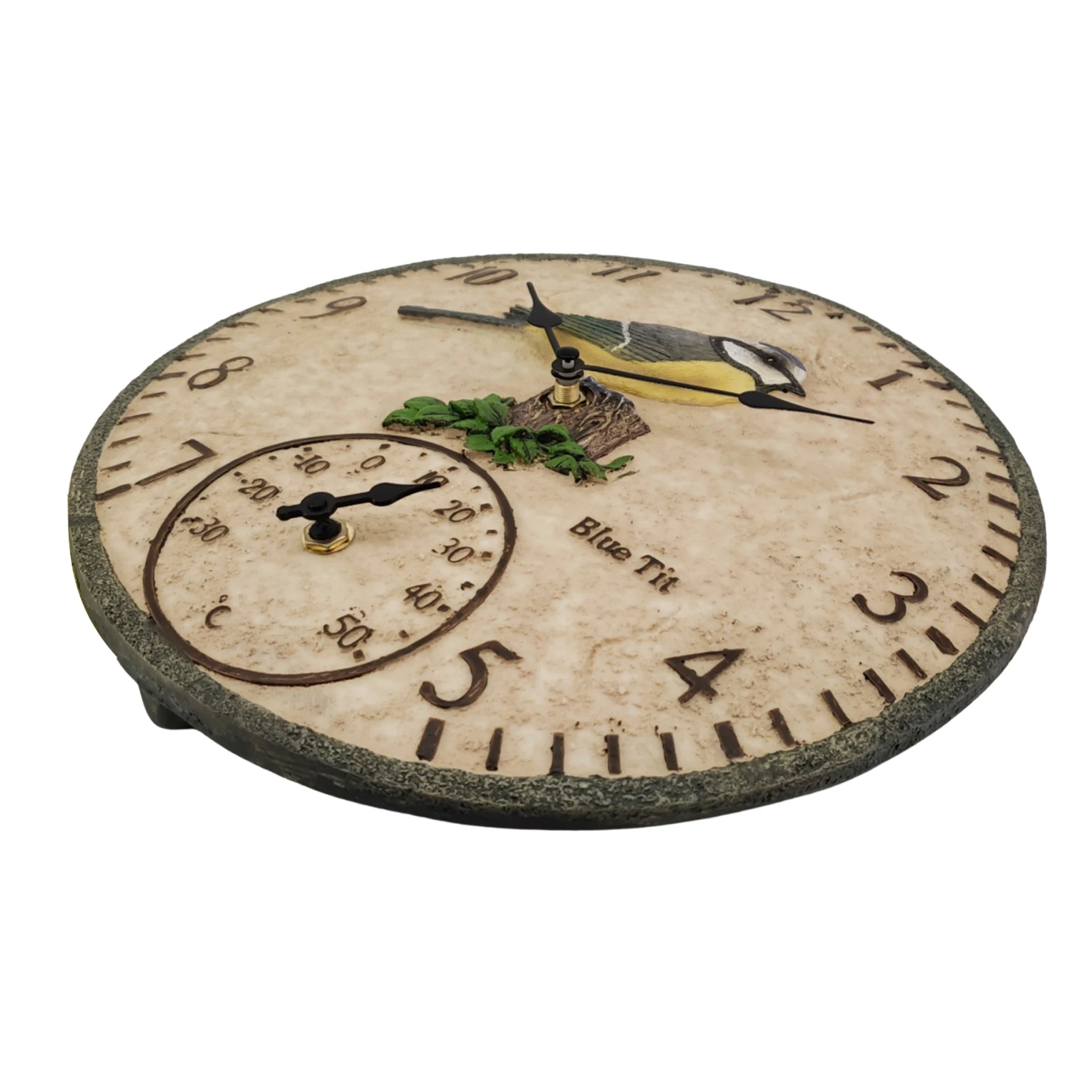 

Garden Thermometer Clock 12 Inch Outdoor Retro Wall Station Clock Decorative Vintage Hanging Clock Indoor Outdoor Thermometer