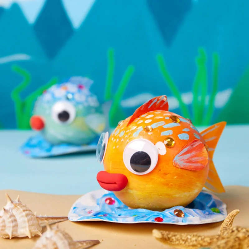 DIY Bubble Fish Drawing Toys For Children Foam Ball Painting Kindergarten Art Kids Craft Educational Toys Decorations Gifts