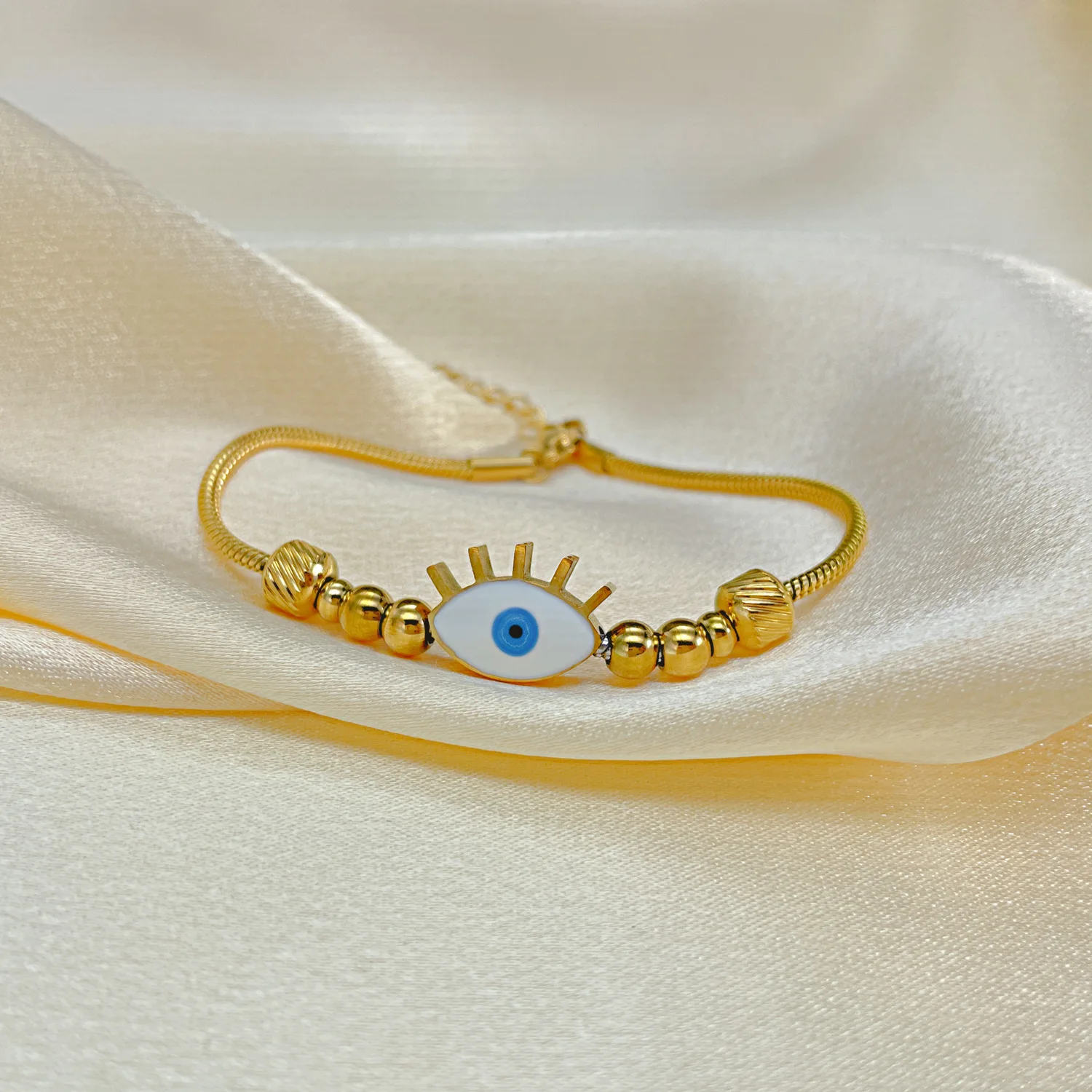 Titanium Steel Round Snake Bone Chain Foreign Trade Personalized Stainless Steel Devil's Eye Bracelet