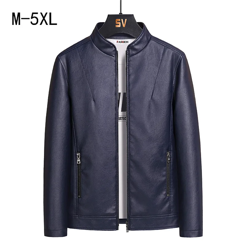 

2023 Men's Autumn Leather Jacket Youth Casual Stand Collar Slim PU Leather Jacket