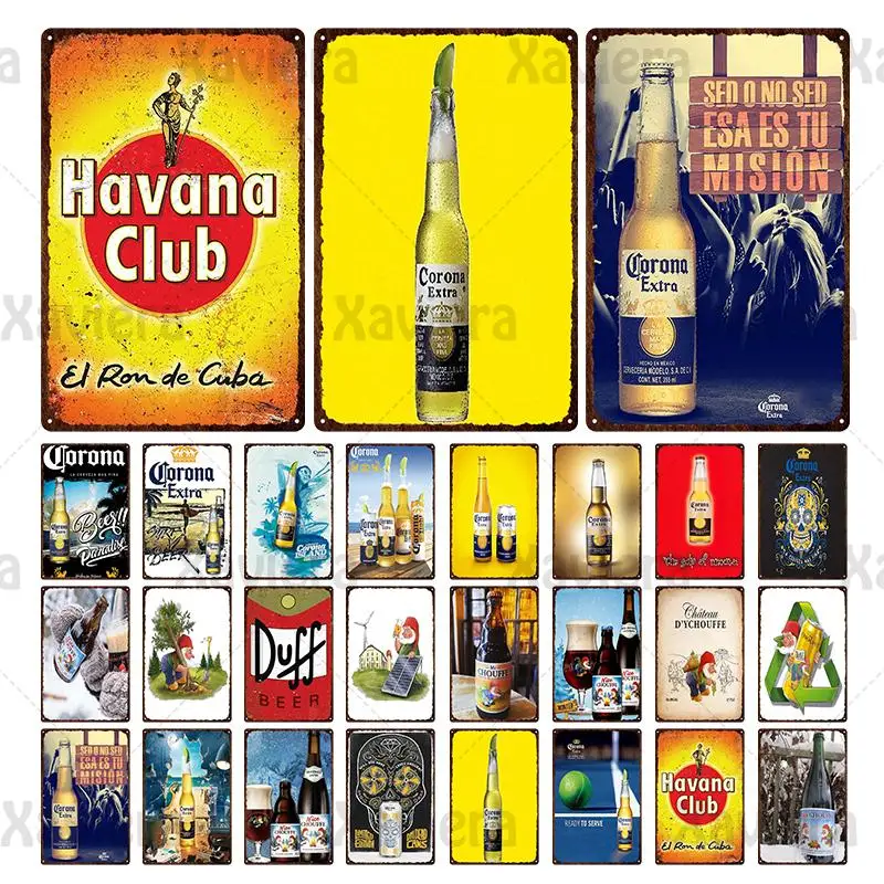 

Vintage Beer Poster Metal Tin Signs Pub Bar Tavern Cafe Wall Decor Corona Extra CHOUFFE Beer Metal Plaque Decorative Iron Plates