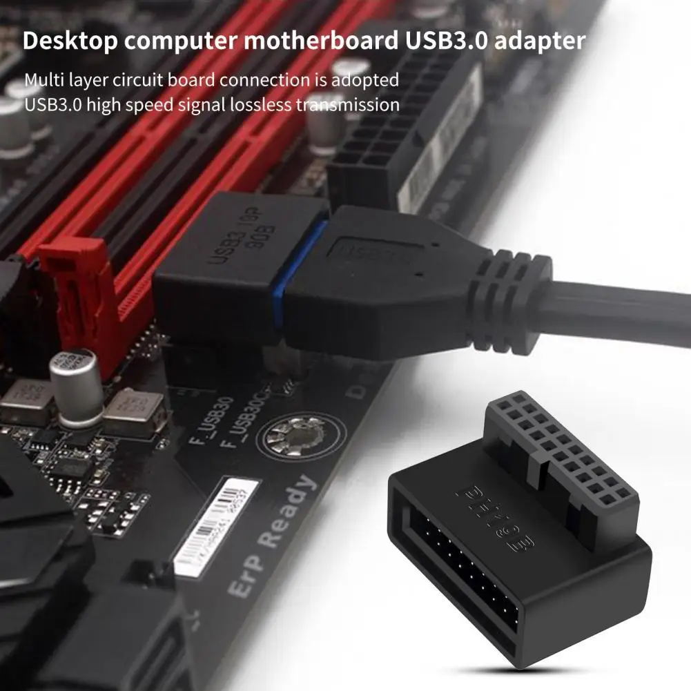 

Motherboard for Computer Easy Installation Adapter Converter USB Lossless Transmission ABS USB3.0 19/20 Pin 90 Degree for Comput