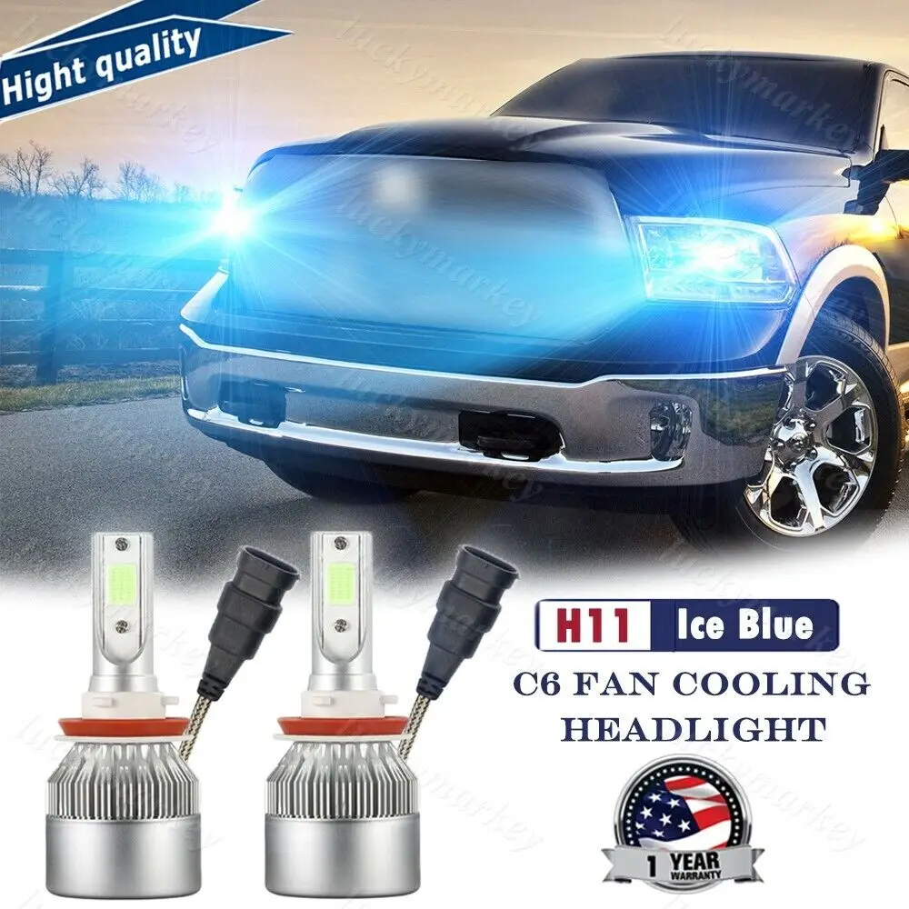 

2x H11 Bright COB 36W LED Headlight Low Beam For RAM 1500 2500 3500 13-18 8000K