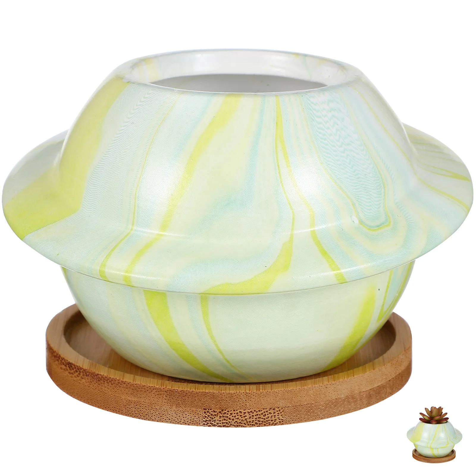 

1 Set Holder Planet Flower Pot Container with Tray Drainage Hole