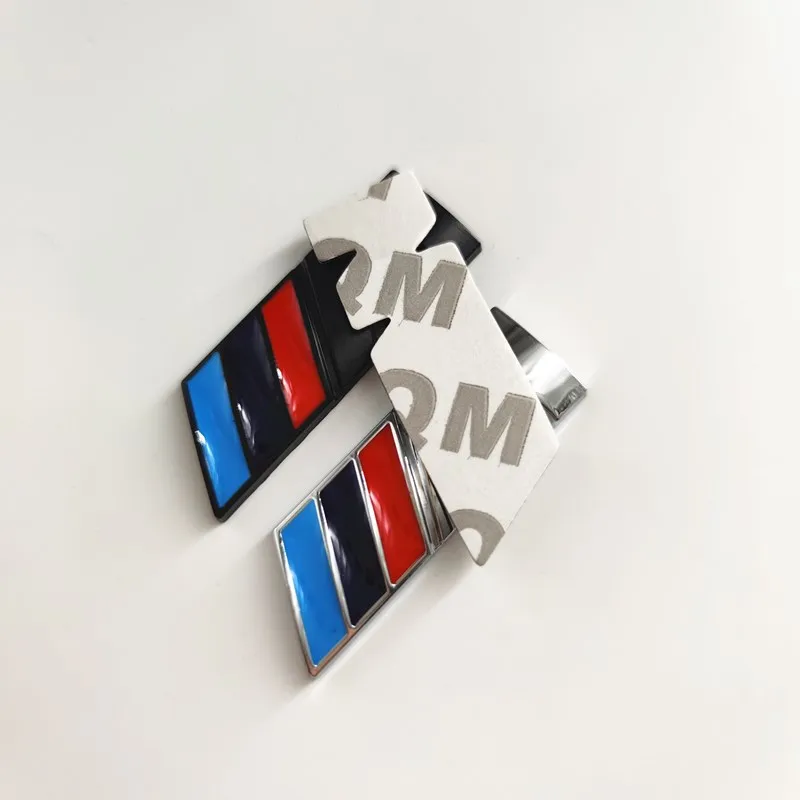 

2pcs x BMW M Sport Emblem Sticker Side Wing Fender M Power Badge Chrome Matt Black 45mm X 15mm
