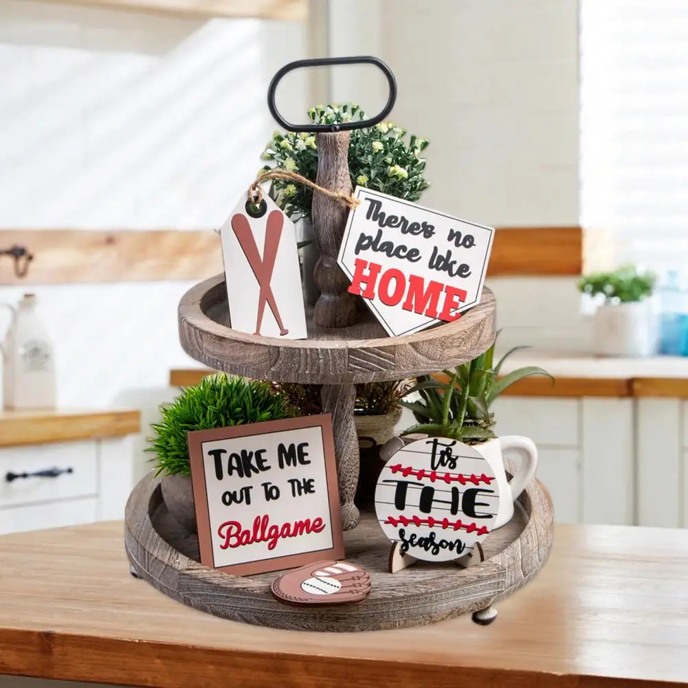 

Creative Comfortable Touch Smooth Surface Farmhouse Style Decorative Tray Sign Versatile Tiered Tray Decor Home Decoration