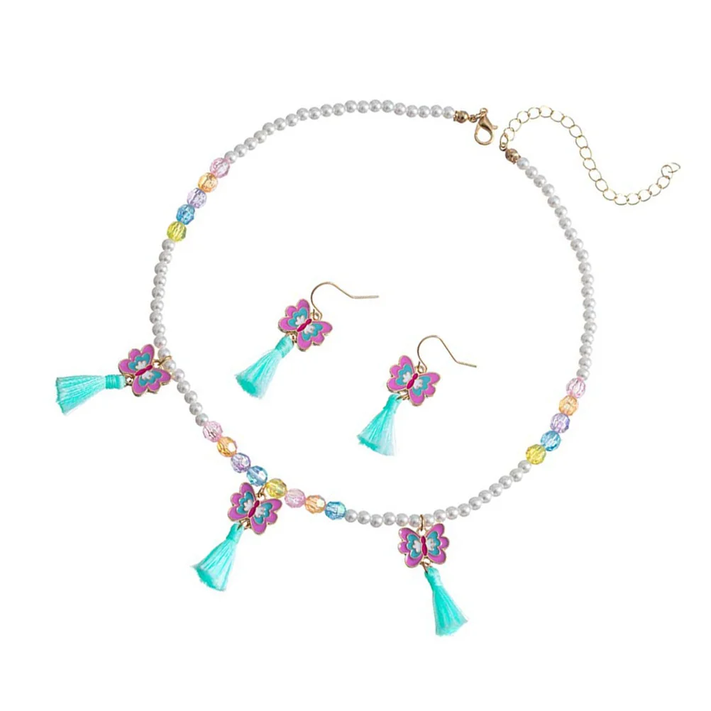 

Tassel Butterflies Necklace Luminous Earrings Charm Earring Girl Kids