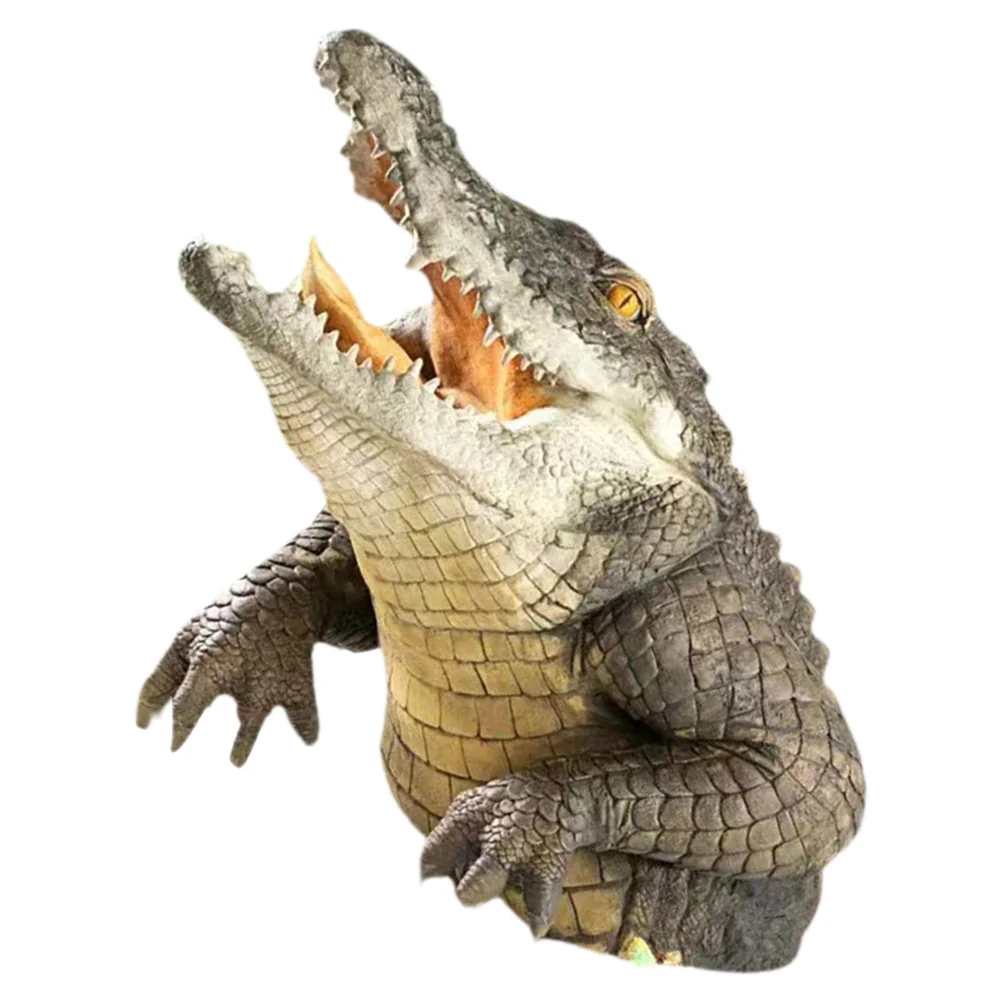 

Animals Decoration Crafts Realistic Crocodile Head Figurine Pond Statue Artificial Ocean