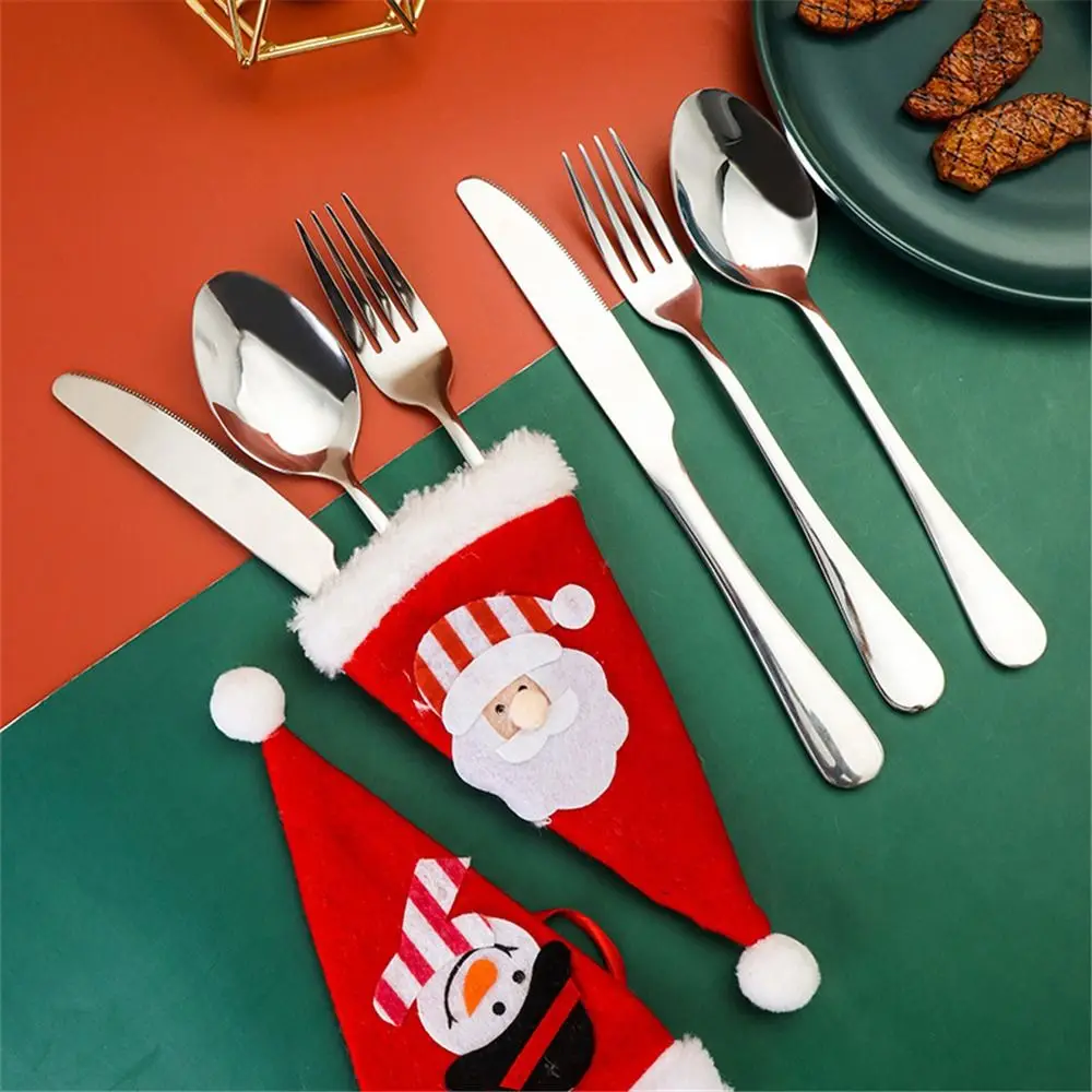 

4PCS Gifts Santa Claus Christmas Gold Kitchen Tableware Dinnerware Set Fruit Fork Coffee Dessert Spoon