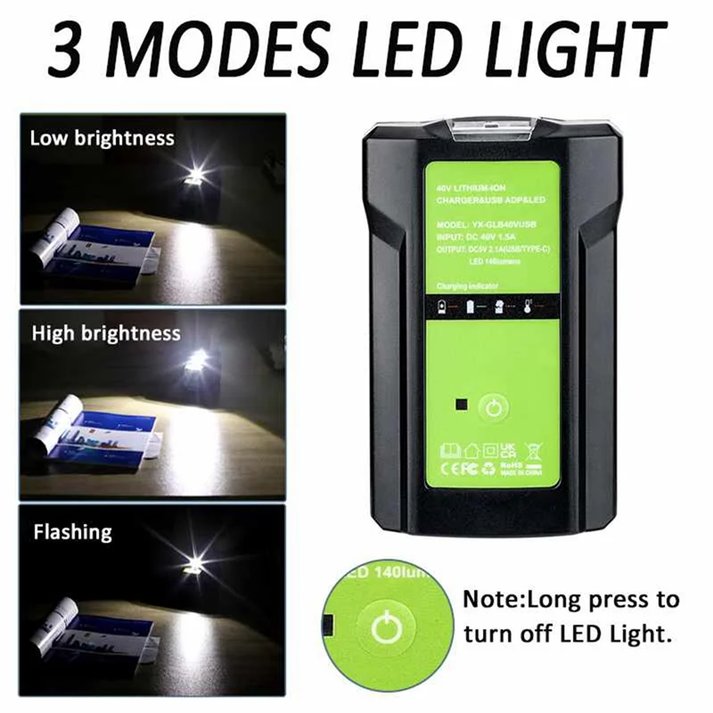 Световой адаптер GLB40V для литиевых батарей Greenworks Glibo 36-40 В защита от перезаряда