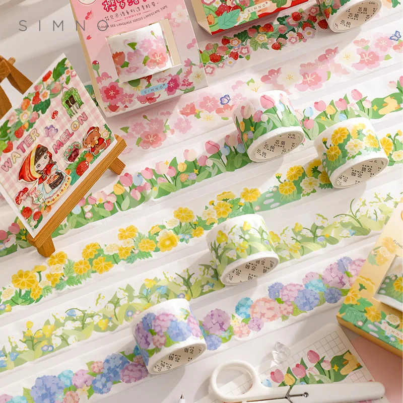 

Cute Sakura Rose Tulip Masking Washi Tape Retro Flower Decorative Adhesive Tape Diy Scrapbooking Sticker Label Stationery