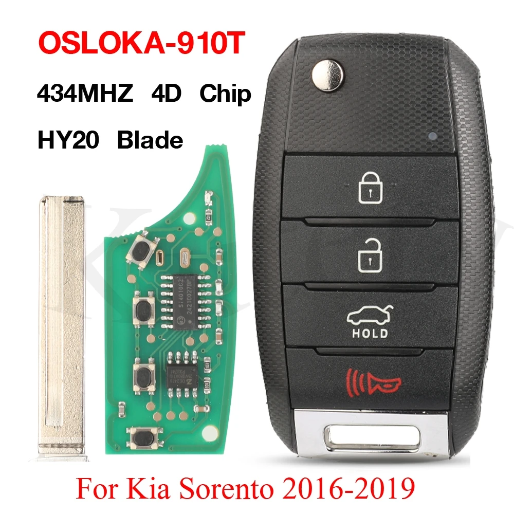 

Jingyuqin OSLOKA-910T 433 МГц 4D чип складной брелок управления откидной дистанционный автомобильный ключ для Kia Sorento 2016-2019 95430-C5101 C5100