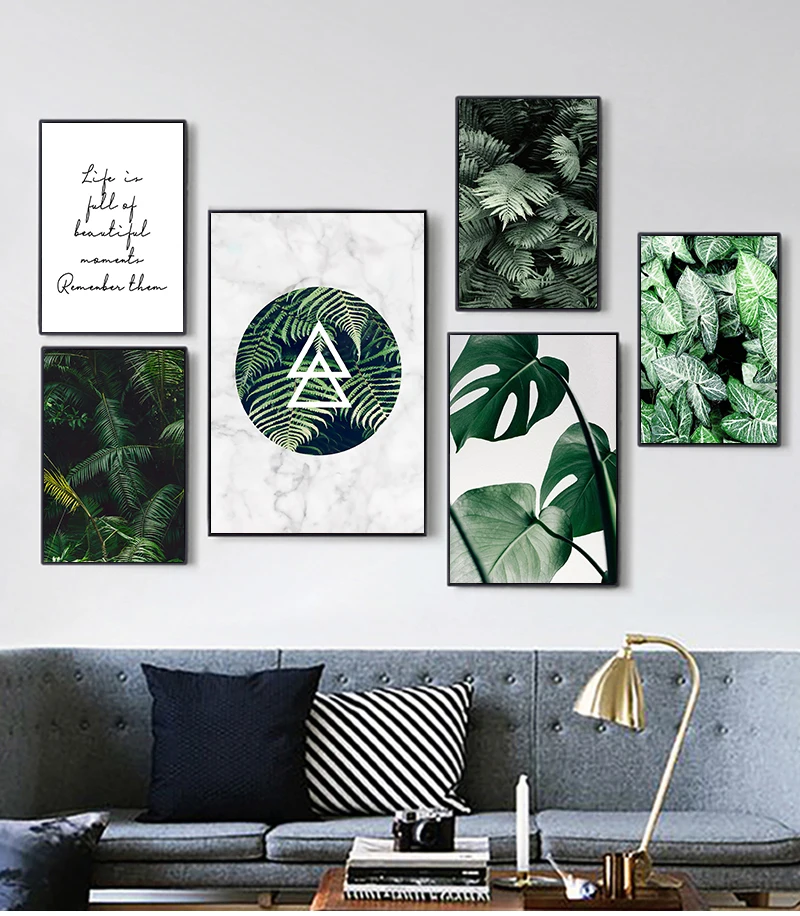 

Green Plant Monstera Fern Canvas Wall Painting Art Poster Nordic Botanical Print Scandinavian Picture for Living Room Home Decor