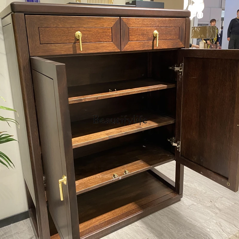 Новый шкаф для обуви из цельного дерева в китайском стиле бытовой балкон простой