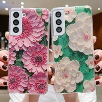 glitter painting flower phone cases for samsung galaxy s22 s21 s20 fe note 20 ultra case silicone soft tpu back cover