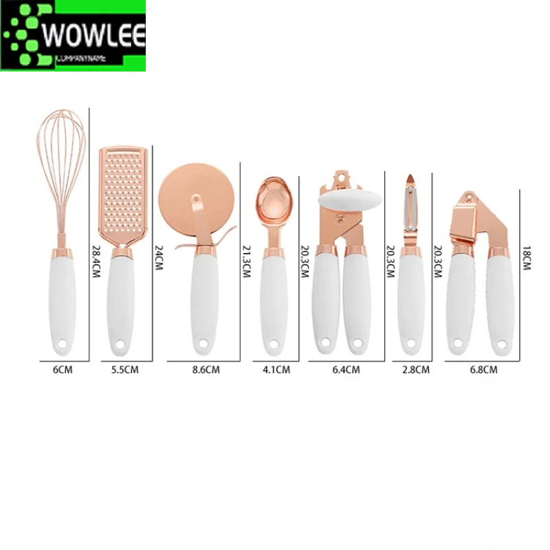 4 7pcs rose gold garlic press pizza cutter kitchen gadget set can opener potato cooking high end kitchenware kitchen accessories free global shipping
