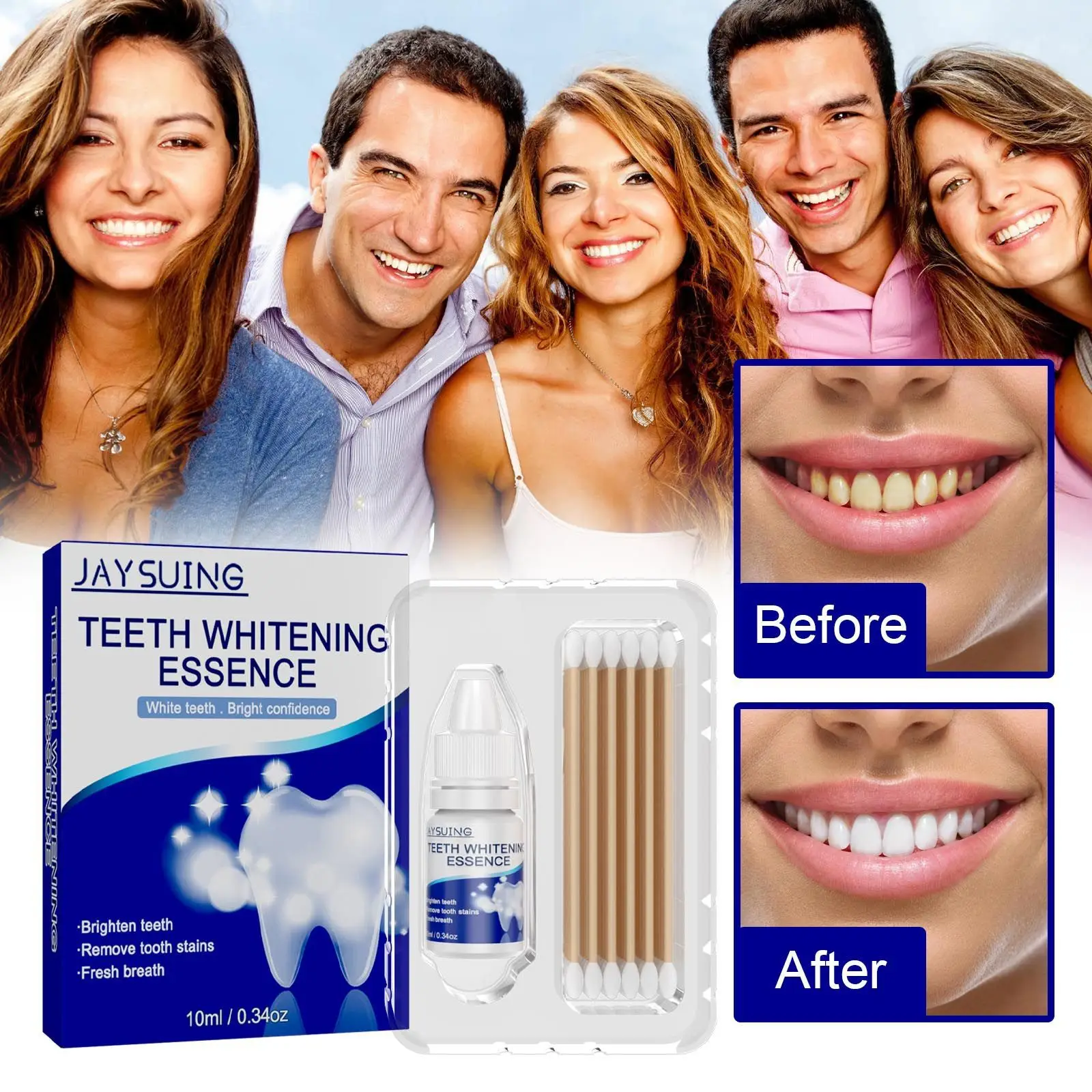 

Tooth Serum Plaque Cleansing Dental Care Essence Clean Tartar Yellow Stains Fresh Breath with Cotton Swabs