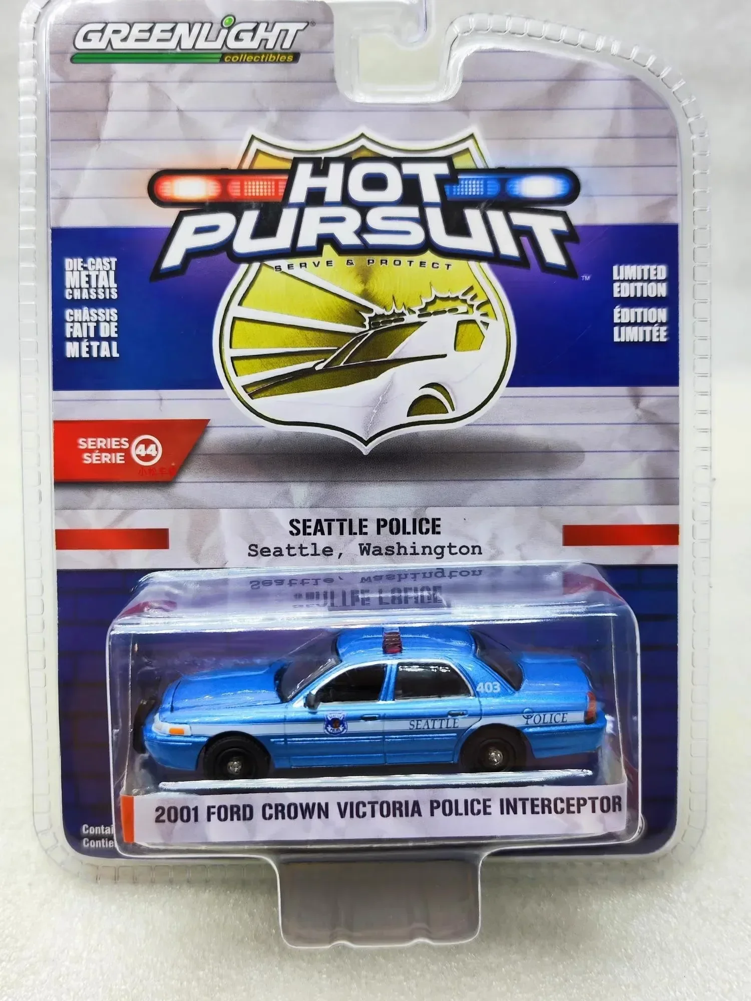 1:64 2001 Ford Crown Victoria Police Interceptor литая под давлением модель автомобиля из