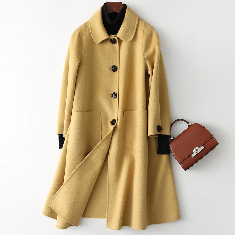

New New Double-sided Coat Cover Meat Loose Version Wool Coat Female Fashion Long Coat