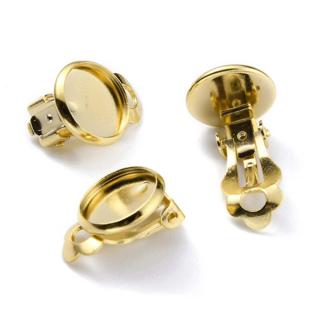 

Латунные серьги-клипсы с покрытием 24-каратным золотом, 16x12x8,5 мм, 4 шт.