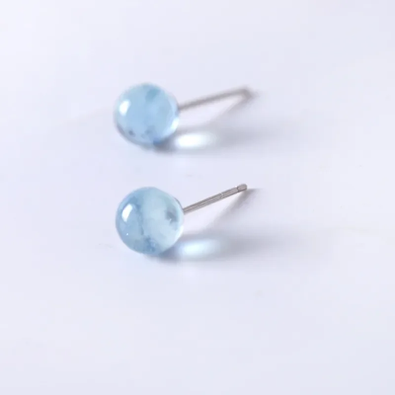 

Vintage Fashion Personality Light Blue Round Bead Earrings Earrings Unisex Elegant Temperament Earrings Banquet Jewelry