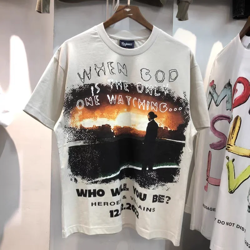 

2023 Forgiveness Summer New Graffiti Letter Print Men's And Women's Loose Round Neck Cotton Short Sleeve T-Shirt