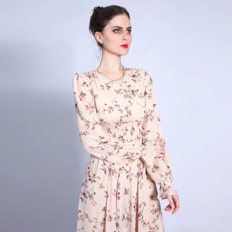 Kaftan Dubai Abaya Turkey Muslim Women Hijab Dress Islam Caftan Marocain Dresses Summer Chiffon Floral Print Vestidos Robe Femme