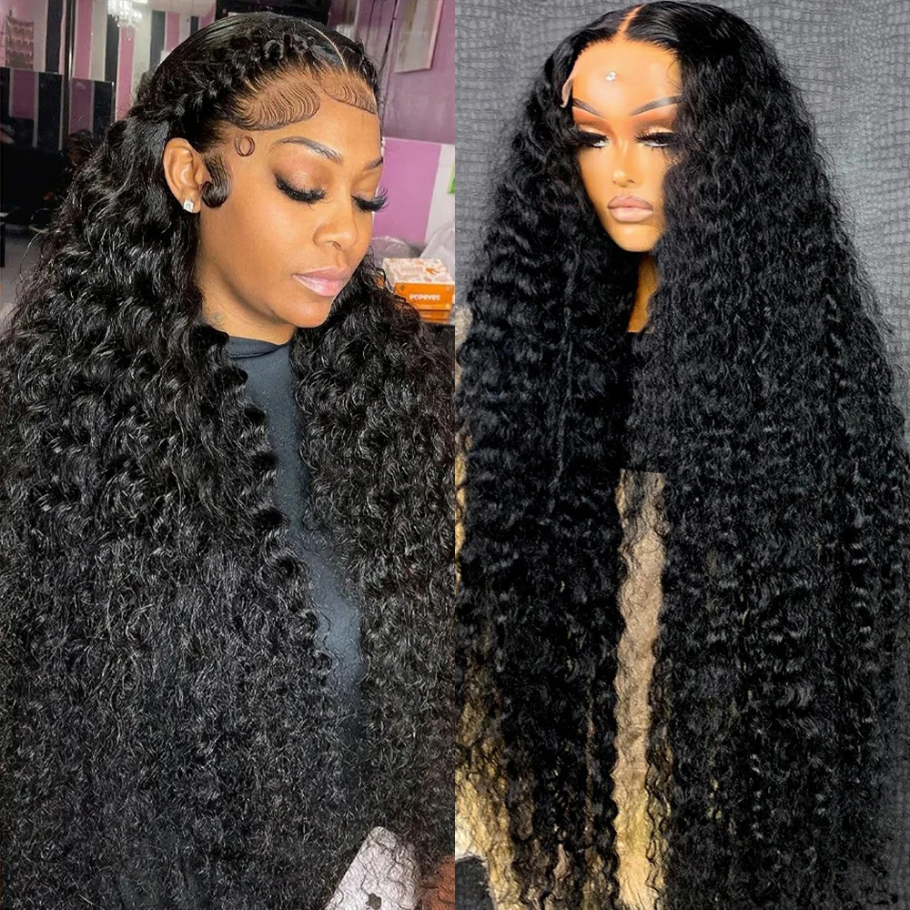 

13x6 13x4 HD Transparent Lace Front Human Hair Wigs For Women Peruvian Deep Wave 4X4 HD Lace Closure Wig Curly Remy Glueless Wig