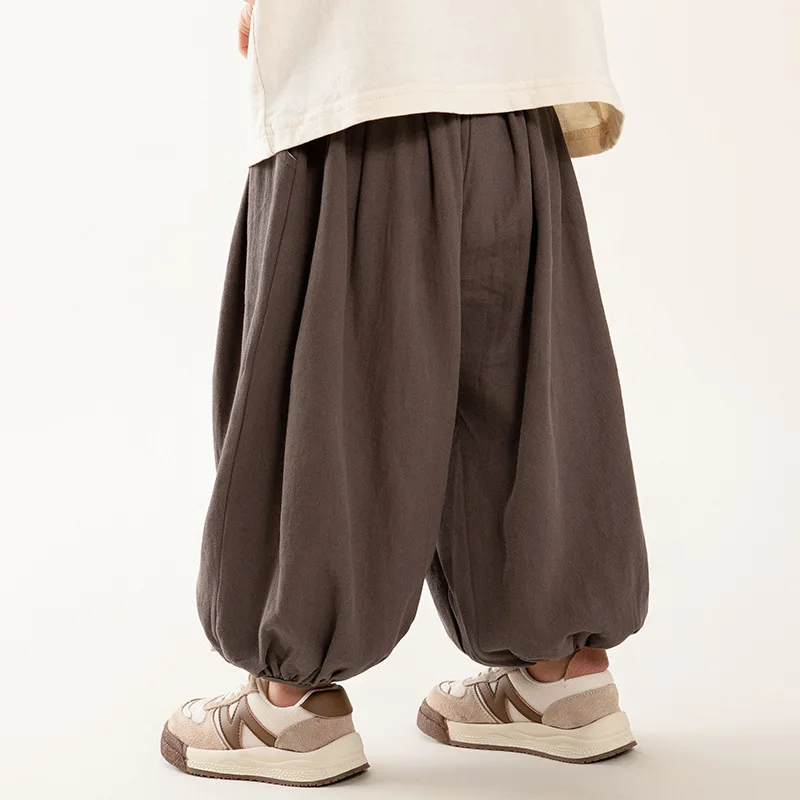 Новинка осени 2024 брюки-фонарики для мальчиков свободные брюки в Корейском стиле