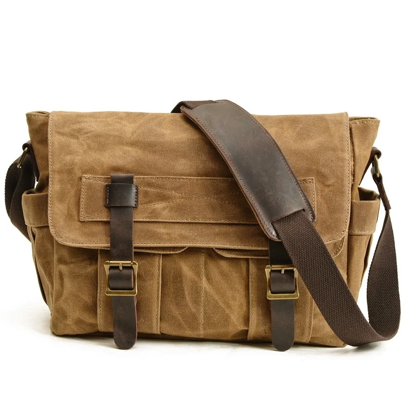 

Bag Briefcase School Waterproof Bags Retro Satchel Crossbody Teenager Shoulder Bag England Messenger Style Men Canvas Laptop