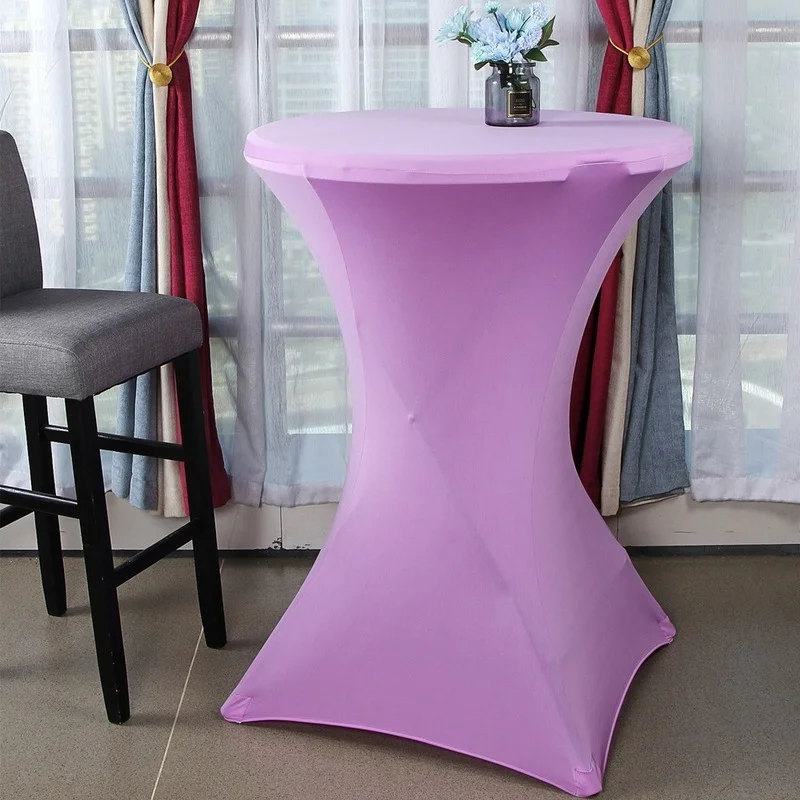 

80*110cm Tablecloth Cocktail Round Table Cover Four-Way Tight Fitted Stretch Spandex Party Tradeshow Banquet Vendor Wedding